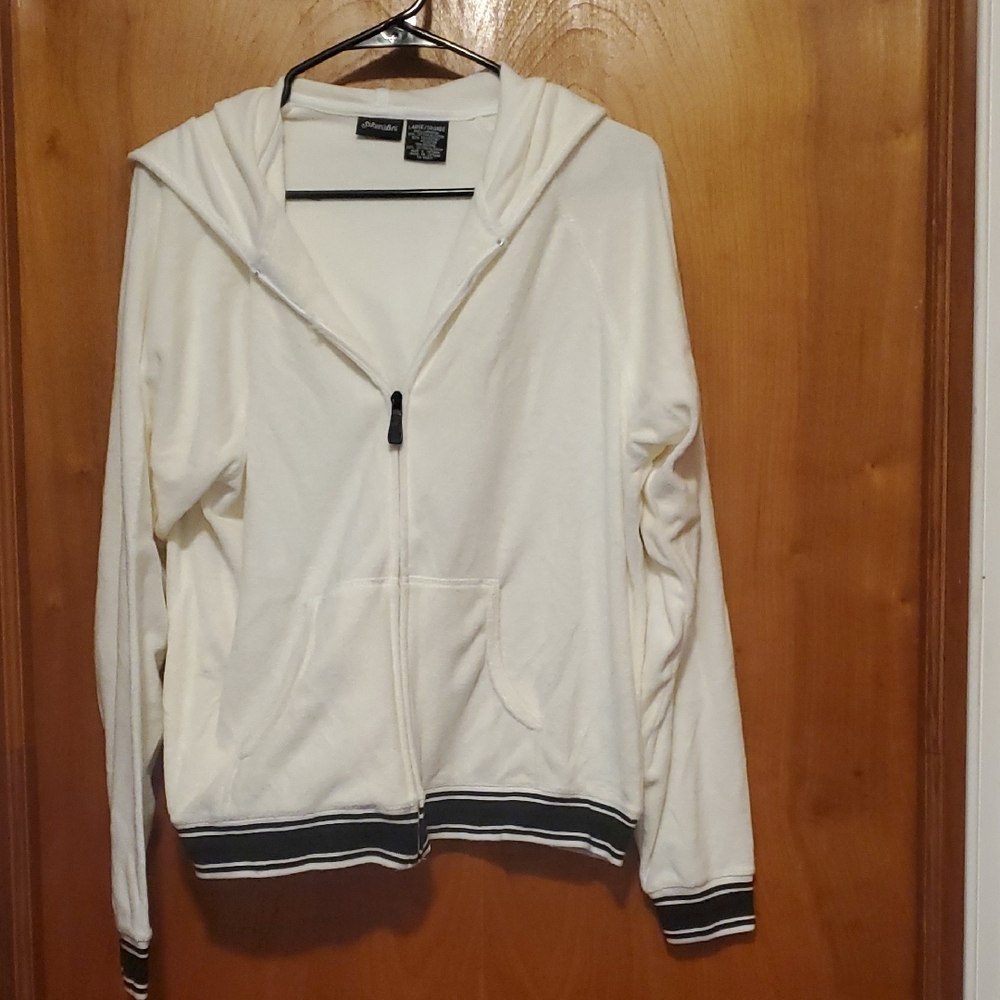 St. John's Bay White Hoodie with Striped Detail